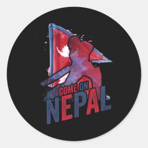 Nepal Cricket Jersey Nepali Flag Supporter Cricket Classic Round Sticker