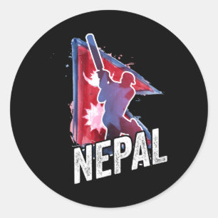 Nepal Cricket Jersey Nepali Flag Supporter Cricket Classic Round Sticker