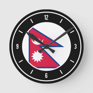 Nepal Flag Elegant Round Clock