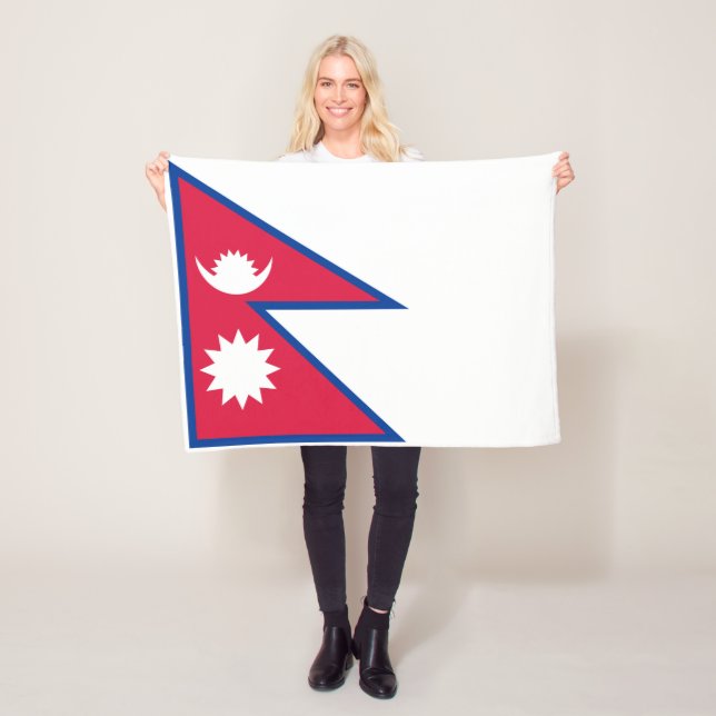 Nepal Flag Fleece Blanket (In Situ)