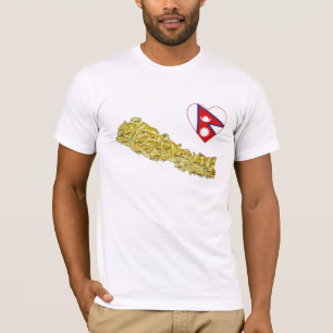 Nepal Flag Heart and Map T-Shirt