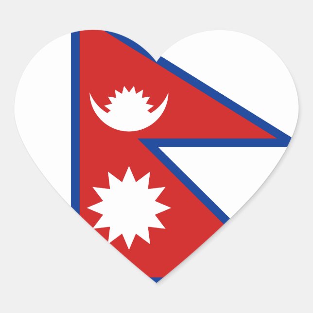 Nepal Flag Heart Sticker (Front)