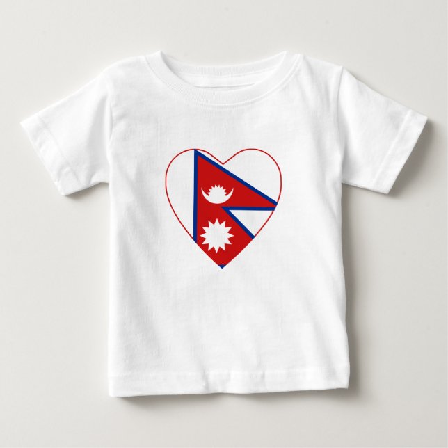 Nepal Flag Heart T-Shirt (Front)