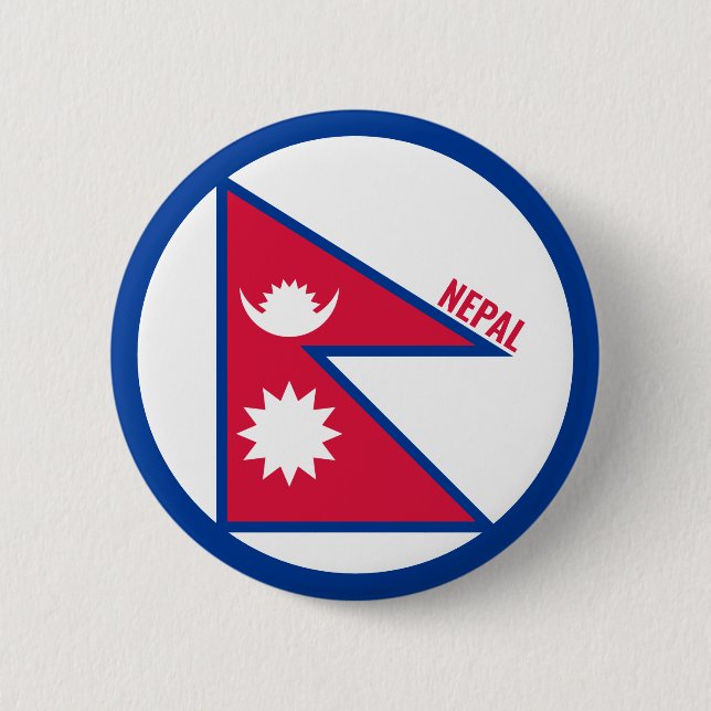 Nepal Flag Inscription Red Blue White Pennants 6 Cm Round Badge (Front)