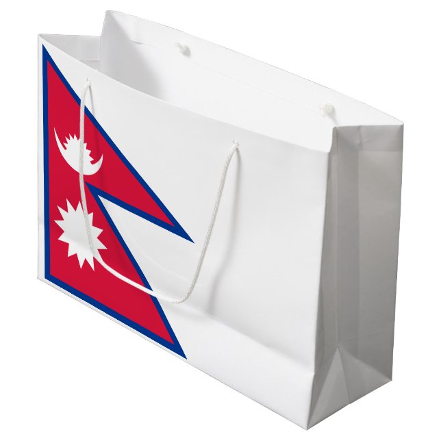 Nepal Flag Large Gift Bag (Front Angled)