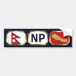 Nepal Flag Map Code Bumper Sticker