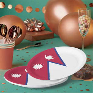 Nepal flag paper plate