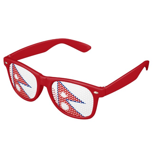 Nepal Flag Retro Sunglasses (Angled)