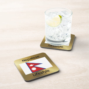 Nepal Flag+Text Coaster
