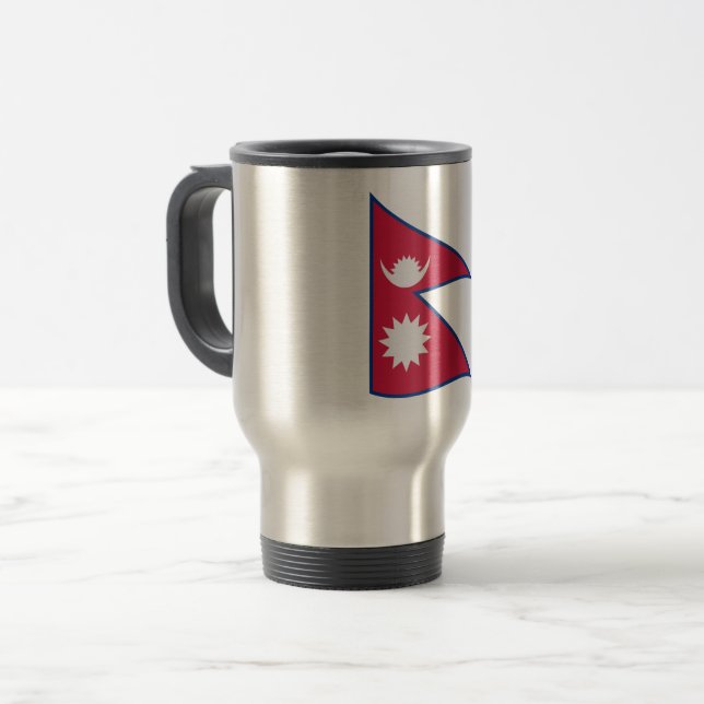 Nepal Flag Travel Mug (Front Left)