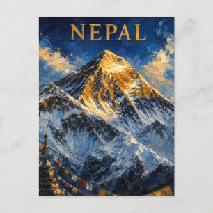 Nepal: Golden Sunrise Mount Everest Art Souvenir Postcard