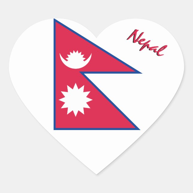 Nepal Heart Sticker, Patriotic Nepalese Flag Heart Sticker (Front)