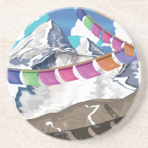 Nepal Himalayan Prayer Flags Travel poster Coaster