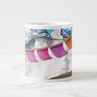 Nepal Himalayan Prayer Flags Travel poster Large Coffee Mug