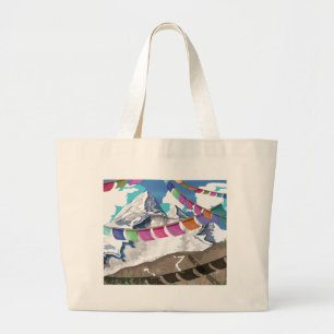 Nepal Himalayan Prayer Flags Travel poster Large Tote Bag