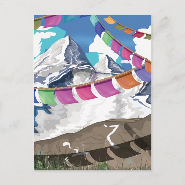 Nepal Himalayan Prayer Flags Travel poster Postcard (Front)