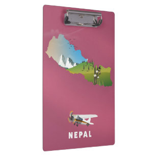 Nepal illustrated map poster clipboard