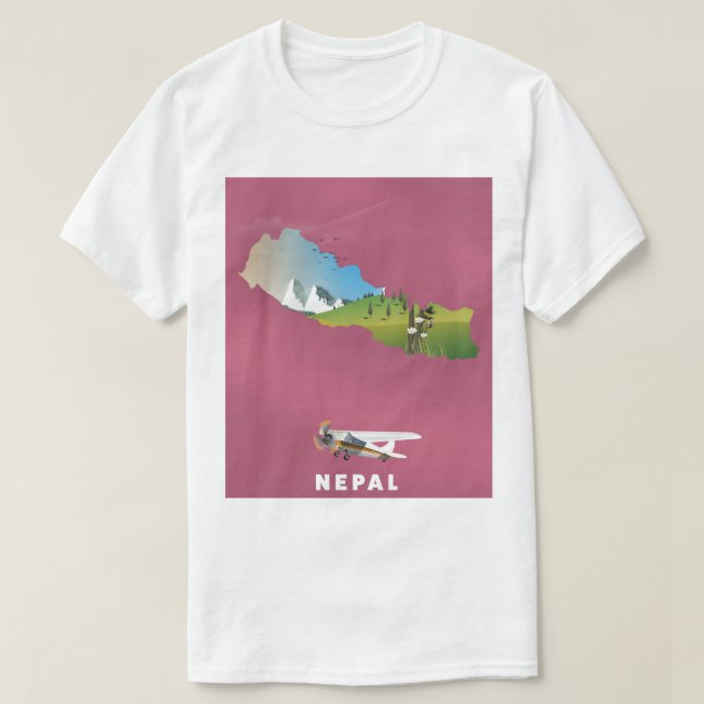 Nepal illustrated map poster T-Shirt (Design Front)