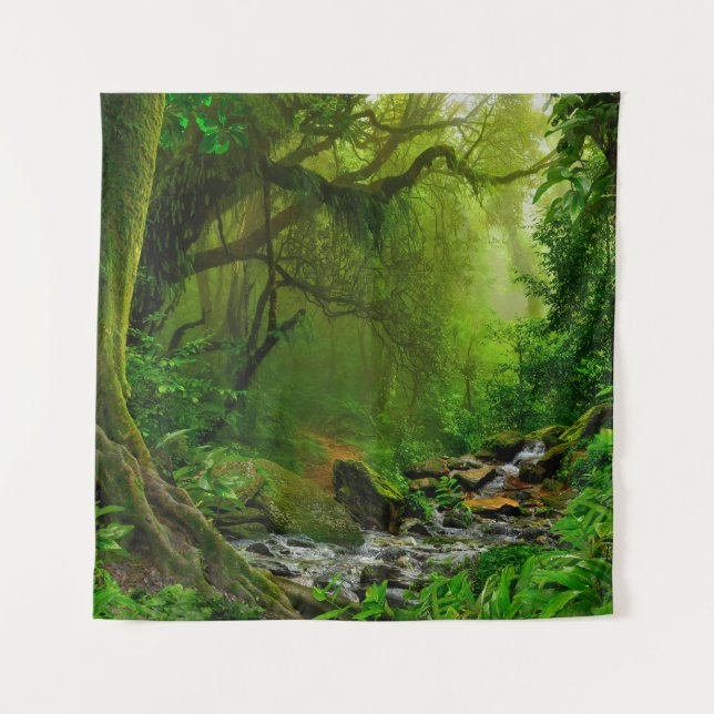 Nepal jungle with riverjungle,forest,ground,river, tapestry (Front)