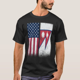 Nepal Nepal American Flags Proud USA Nepal T-Shirt