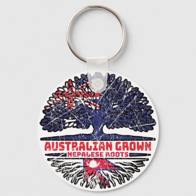 Nepal Nepalese Australian Australia Tree Roots Key Ring (Front)