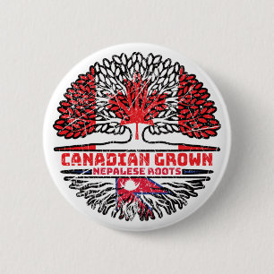 Nepal Nepalese Canadian Canada Tree Roots Flag 6 Cm Round Badge