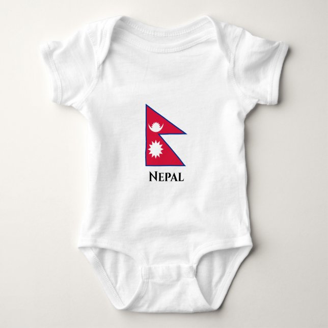 Nepal (Nepalese) Flag Baby Bodysuit (Front)