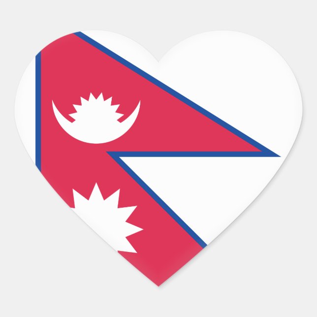 Nepal (Nepalese) Flag Heart Sticker (Front)