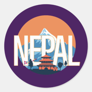 Nepal Temple Mount Everest Classic Round Sticker