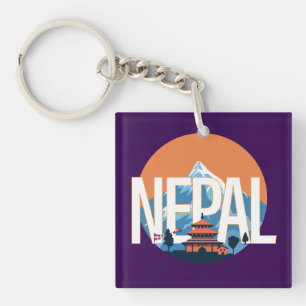 Nepal Temple Mount Everest Key Ring