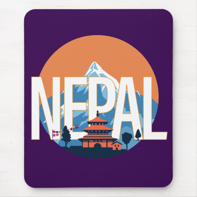 Nepal Temple Mount Everest Mouse Mat (Front)