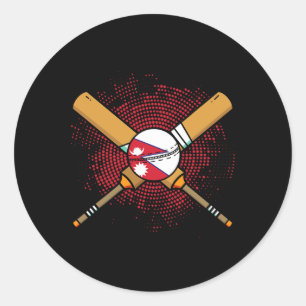 Nepalese Cricket Racket And Ll Flag Of Nepal  Classic Round Sticker