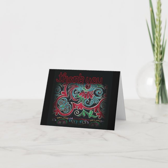 Nepalese embroidery Floral pattern Thank You Card (Front)