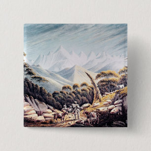 Nepalese Herdsmen in the Himalayas, 1826 15 Cm Square Badge