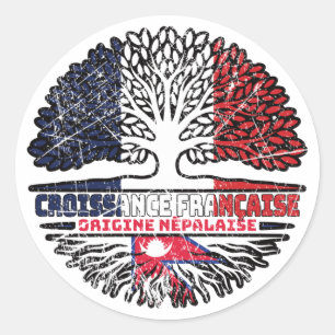 Nepalese Nepal French France Tree Roots Flag Classic Round Sticker