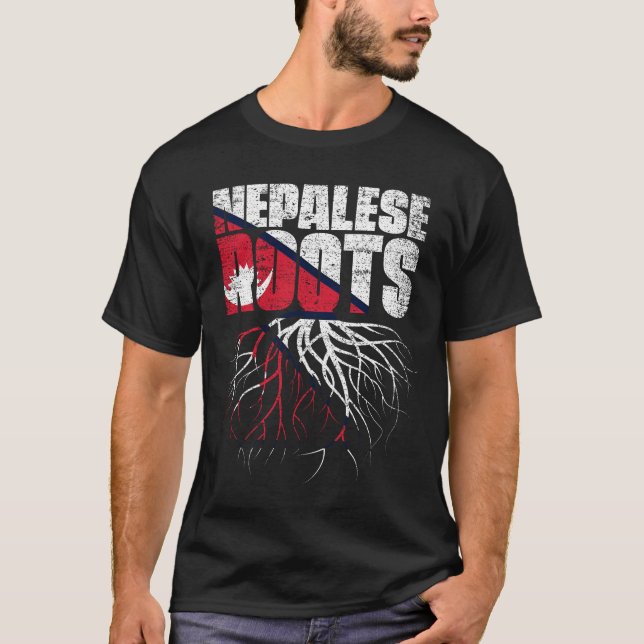 Nepalese Roots Nepal Heritage Flag T-Shirt (Front)