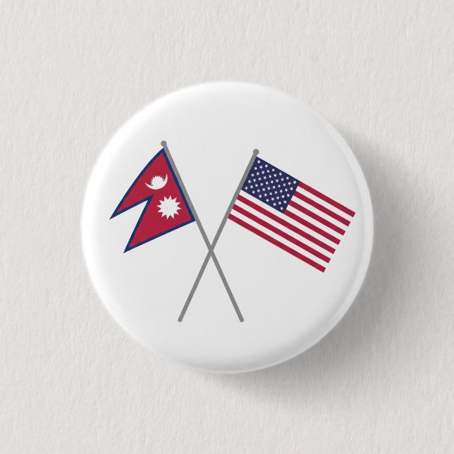 Nepali-American 3 Cm Round Badge (Front)