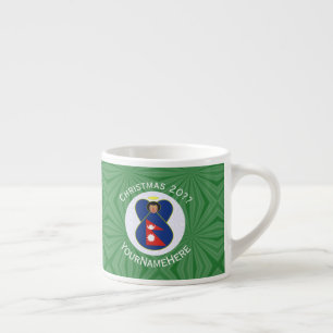 Nepali Angel Christmas Flag Personalised Espresso Cup