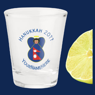 Nepali Angel Hanukkah Flag Personalised  Shot Glass