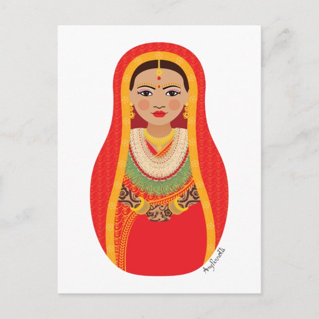 Nepali Bride Matryoshka Postcard (Front)