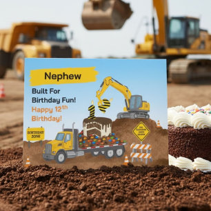 Nephew 12th Birthday Construction Site Card
