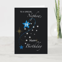 Nephew 19th Birthday Star Inspirational Blue Black