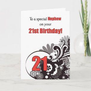 Nephew, 21st Birthday Religious Swirls Card