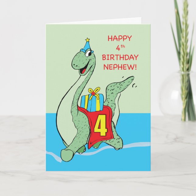 Nephew, 4th Birthday Dinosaur Card (Front)
