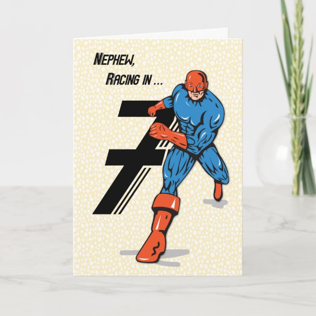 Nephew 7th Birthday Superhero Card (Front)