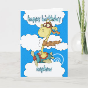 Nephew Aeroplane / Aeroplane Giraffe Birthday Card