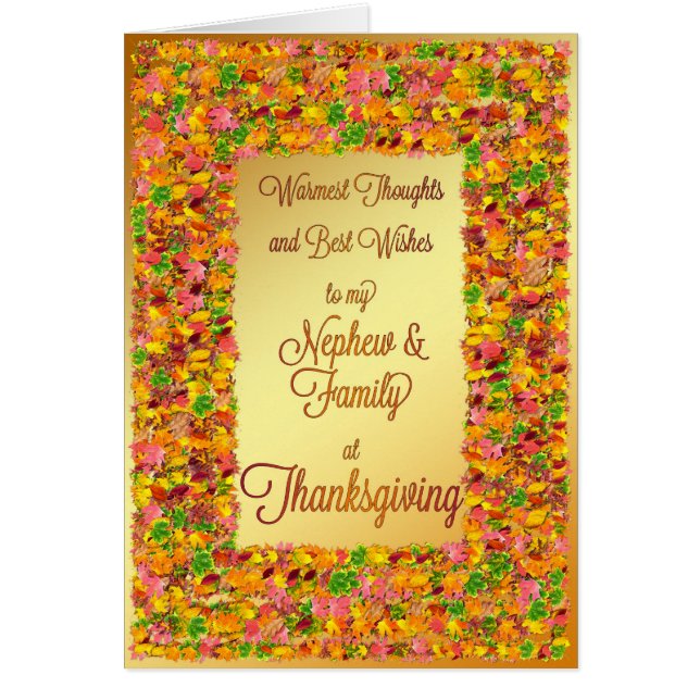 Nephew and family, Thanksgiving, fall leaves (Front)