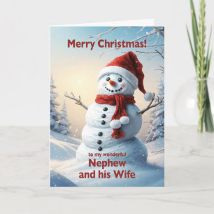 Nephew and his Wife Christmas Snowman  Holiday Card