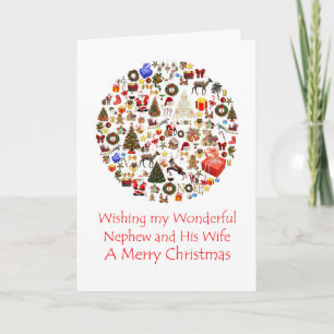 Nephew and his Wife Circle of Christmas Holiday Card