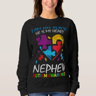 Nephew Autism Awareness His Voice My Heart Puzzle Sweatshirt